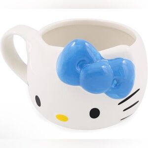 Hello Kitty Face Figural Blue Bow Ceramic Mug